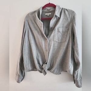 Madewell crop tie buttonup
